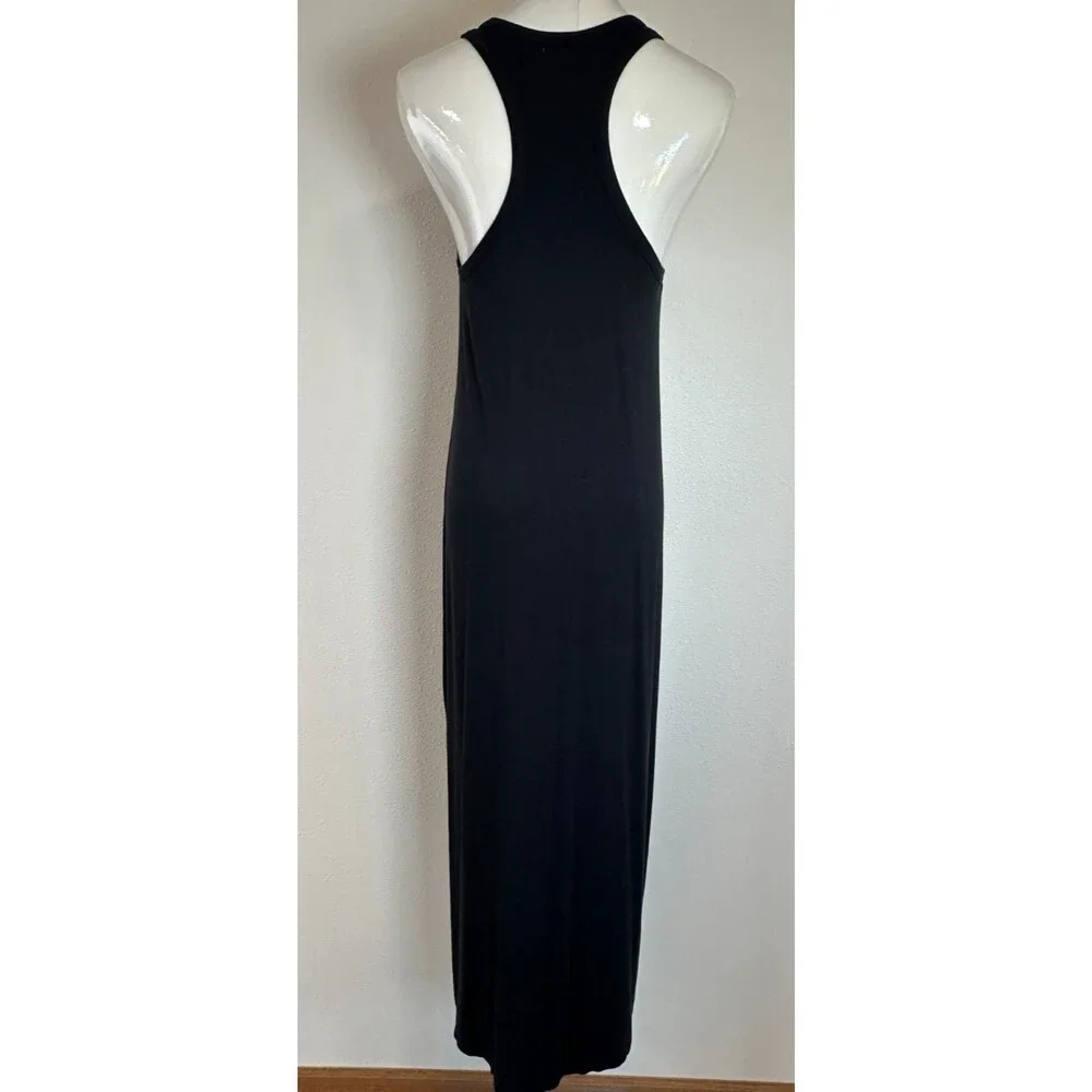 J.Crew Black Maxi Tank Dress XS Racerback Stretch Viscose Blend Minimalist